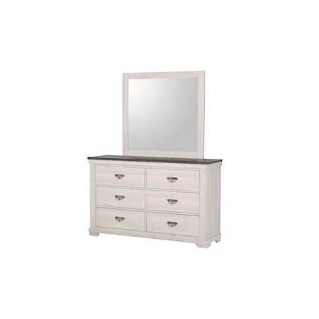 Farmhouse 6-Drawer Dresser & Mirror Set