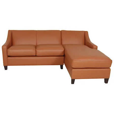 Contemporary Sofa Chaise with Sloping Track Arms