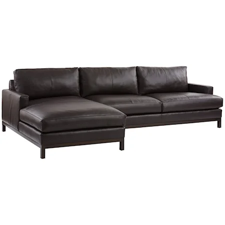 Horizon 2-Piece Leather Sectional Sofa with Bronze Metal Base &LAF Chaise