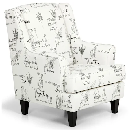 Casual Wing Chair with Flared Arms