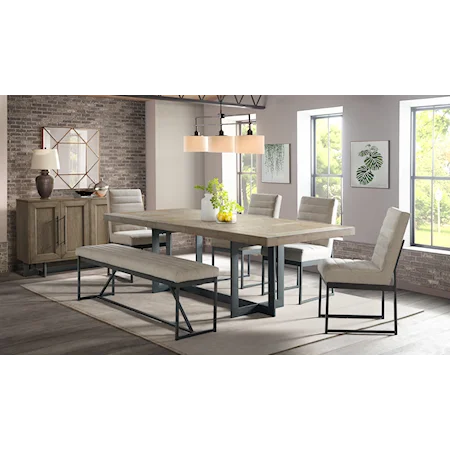 Rustic 6-Piece Table and Chair Set with Bench