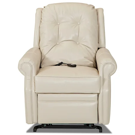 Transitional Power Lift Chair with Rolled Arms and Button Tufting