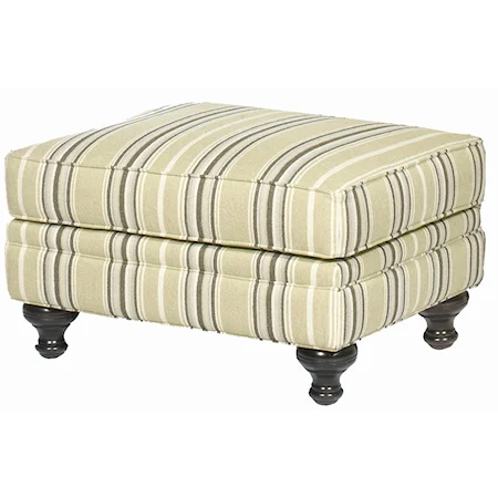Upholstered Ottoman with Turned Legs