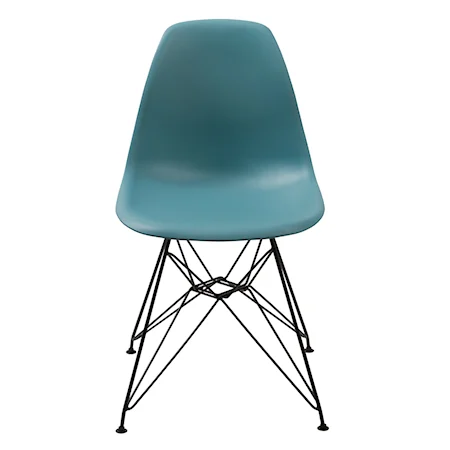 Rostock Molded Plastic Wire Base Dining Chair in Reef