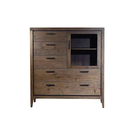 5-Drawer, 1-Door Walnut Sweater Chest in Wild Oats Brown