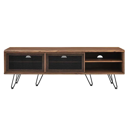 Contemporary Nomad 59" TV Stand with Sliding Metal Mesh Doors