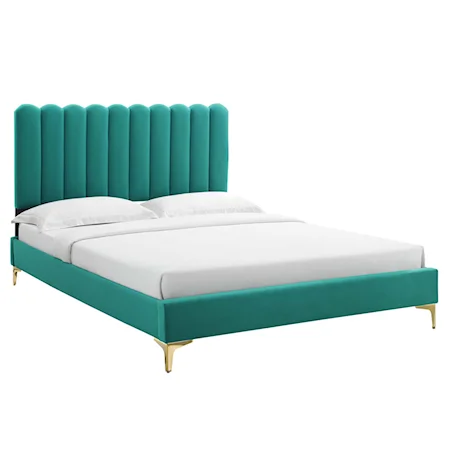 Reagan King Velvet Platform Bed