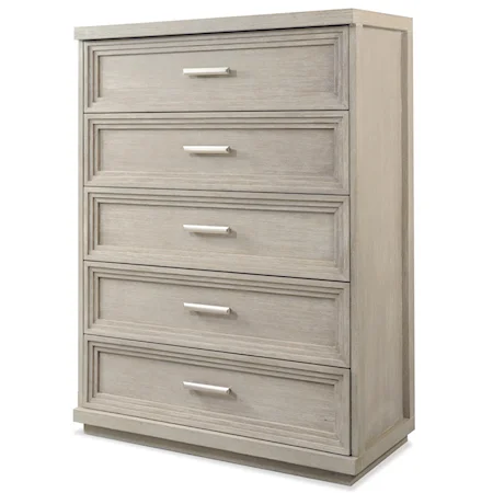 Contemporary 5-Drawer Bedroom Chest with Felt-Lined Drawers