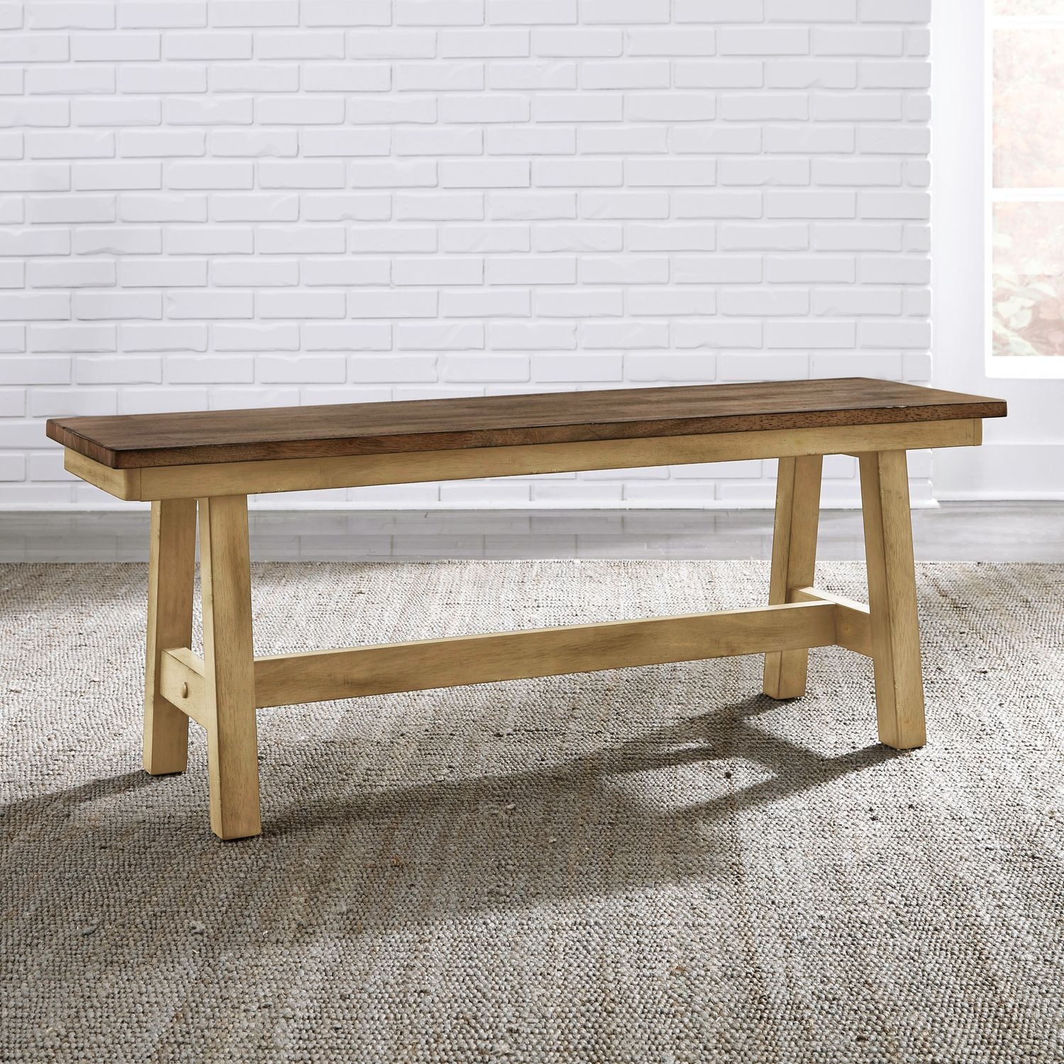 Two-Tone Backless Trestle Dining Bench