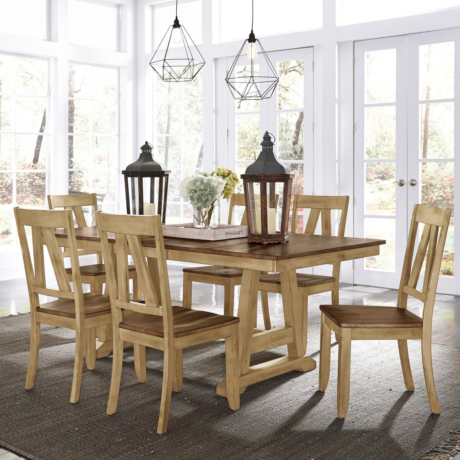 7 Piece Trestle Table Set