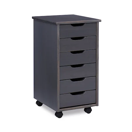 Contemporary 6-Drawer Cary Rolling Storage Cart - Grey