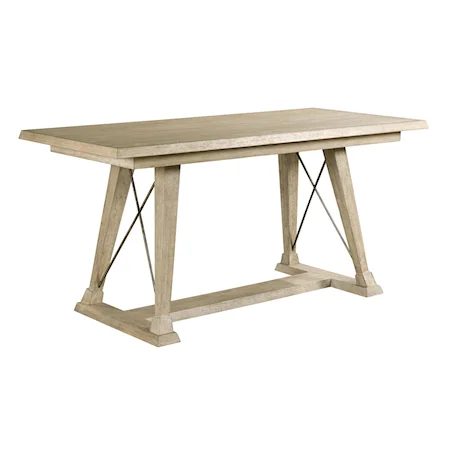 Relaxed Vintage Clayton Counter Height Trestle Table with Metal Accents