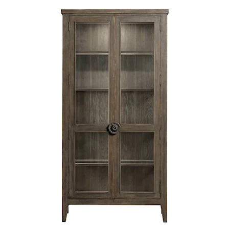 Transitional 5-Shelf Curio Cabinet with Glass Doors