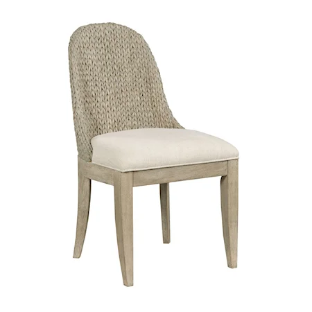 Relaxed Vintage Boca Woven Dining Chair with Upholstered Seat
