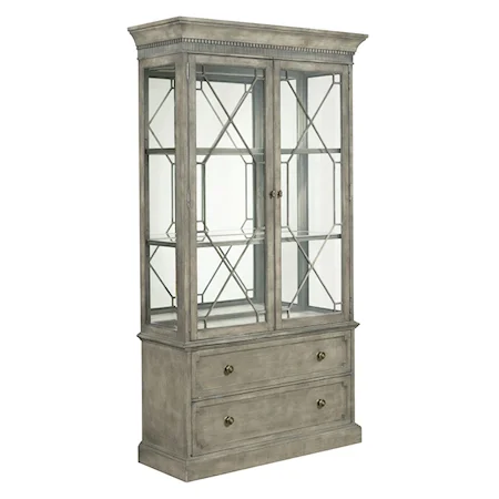 Transitional Display Cabinet with Mirror Back Panel