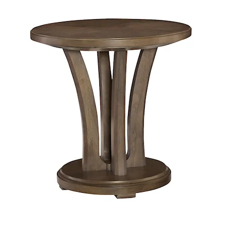 Contemporary Round Lamp Table with Pedestal Base