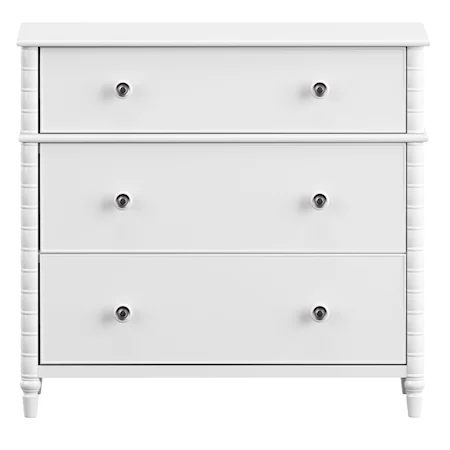 Traditional 3-Drawer Wooden Bedroom Chest with Spindle Detailing