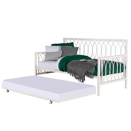 Traditional Twin Metal Ring Design Daybed with Trundle