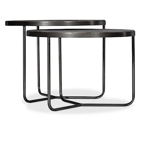 Contemporary Nesting Coffee Table with Hammered Aluminum Top