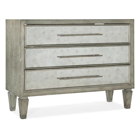 Tercia Three-Drawer Chest with Antique Glass Front Drawers