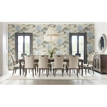 Traditional 11-Piece Dining Set with Upholstered Chairs