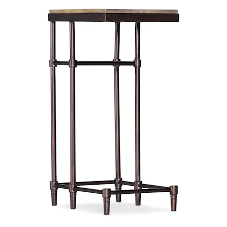Transitional Wood and Metal Chairside Table