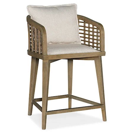 Barrel Back Counter Stool with Loose Back Pillow