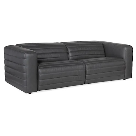 Contemporary 2-Seat Channeled Leather Power Reclining Sofa with Power Headrests