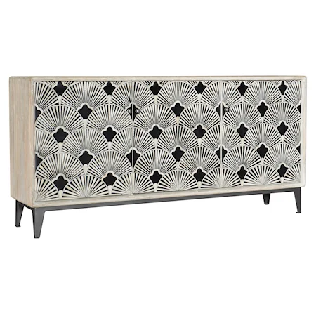 Contemporary 69 Inch Bone Inlay TV Stand with Power Outlets