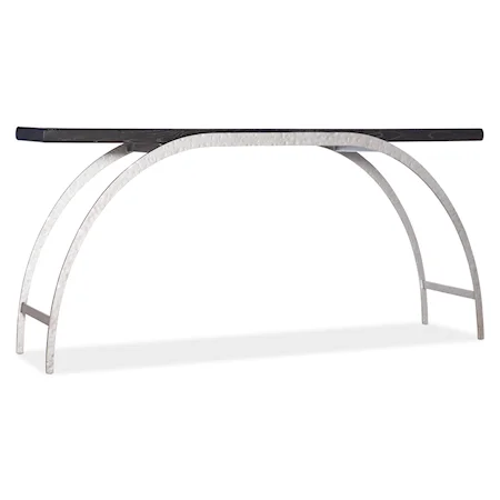 Contemporary Minimalist Wood and Metal Console Table with Arched Base