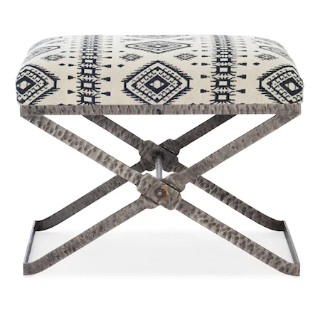 Trobe Stool with Fabric Seat and Hammered Metal Base