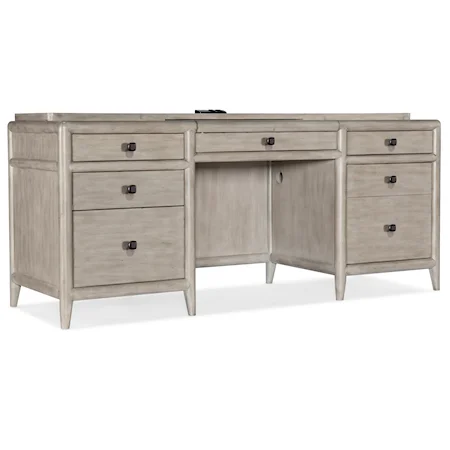 Transitional Credenza with Locking File Drawer