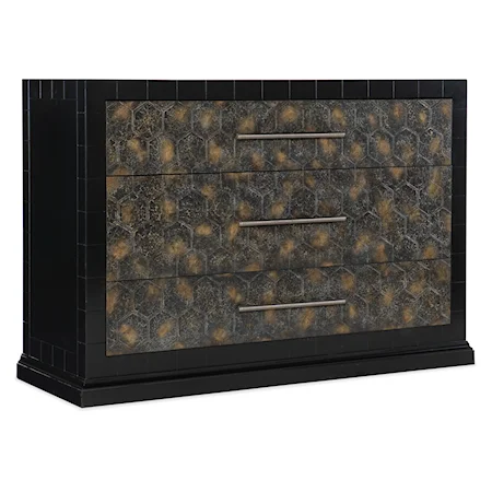 Mikkeli Transitional Three Drawer Chest with Decorative Drawer Fronts