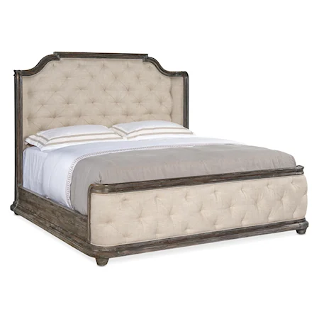 Traditional King Upholstered Panel Bed