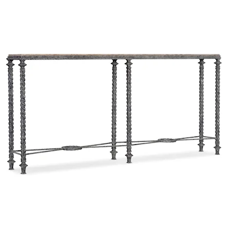 Traditional Narrow Wood and Metal Console Table