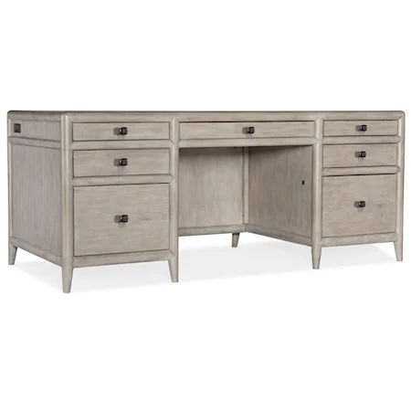 Transitional Desk with Locking File Drawer