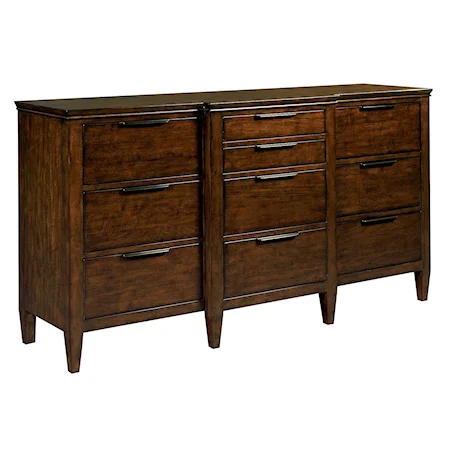 Transitional Bristow Breakfront Dresser with Ten Drawers