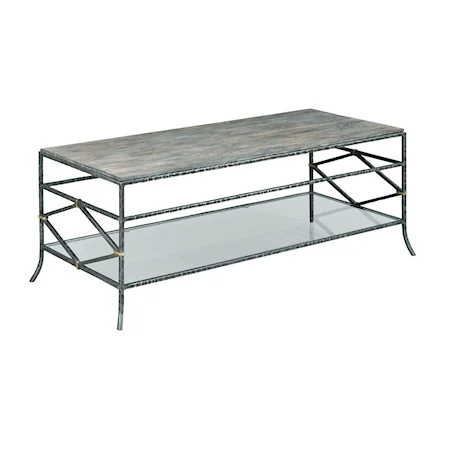 Monterey Rectangular Coffee Table with Lower Glass Shelf