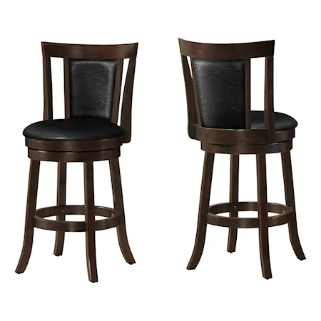 Set of 2 Transitional Counter Height Swivel Stools with Faux Leather Upholstery