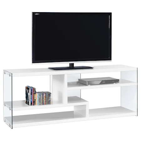 Contemporary TV Stand with Tempered Glass Panels