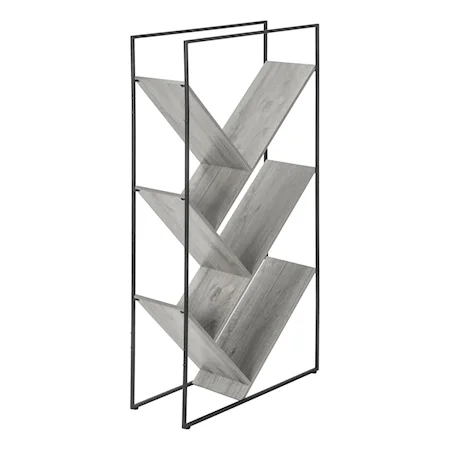 Contemporary Grey Wood-Look 60-Inch Bookcase