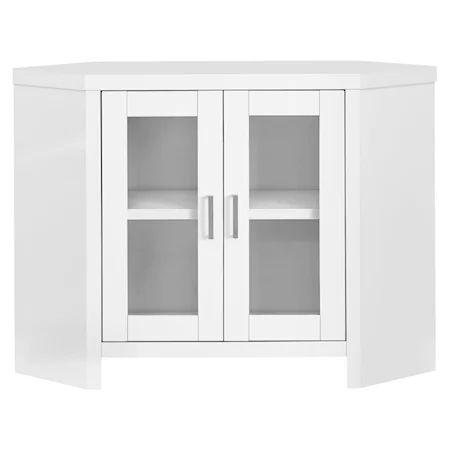 Contemporary Corner TV Stand with Glass Doors