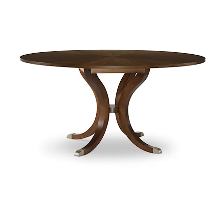 Transitional 60" Round Dining Table with Toe Caps