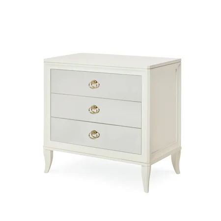 Transitional 3-Drawer Nightstand with Mirrored Front