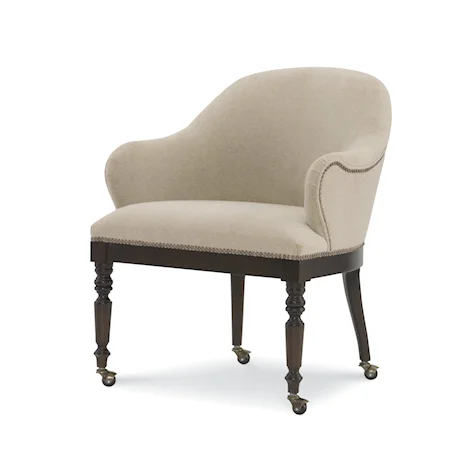 Gentleman's Transitional Game Accent Chair with Casters