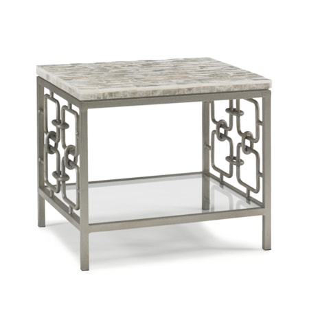 Modern Metal End Table w/Glass Shelf