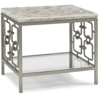 Modern Metal End Table with Glass Shelf