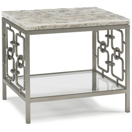 Modern Metal End Table w/Glass Shelf