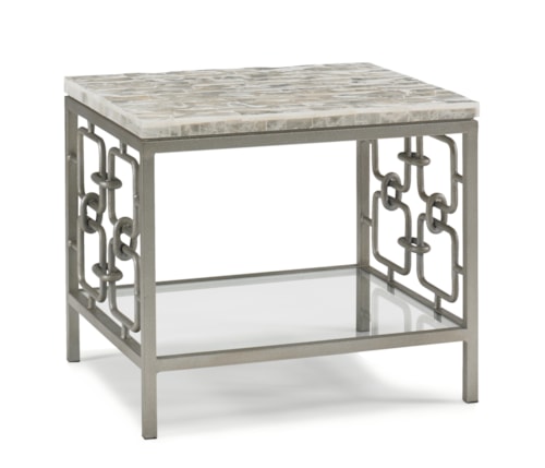 Modern Metal End Table with Glass Shelf