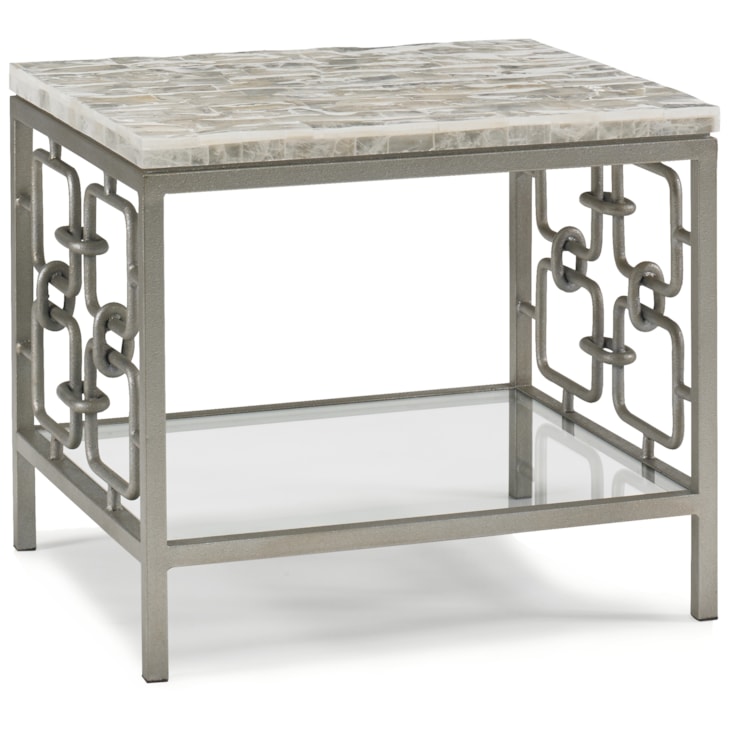Sherrill Occasional INFINITY Modern Metal End Table w/Glass Shelf